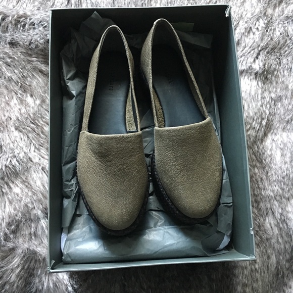 Allsaints dark khaki green leather espadrille - Picture 2 of 8